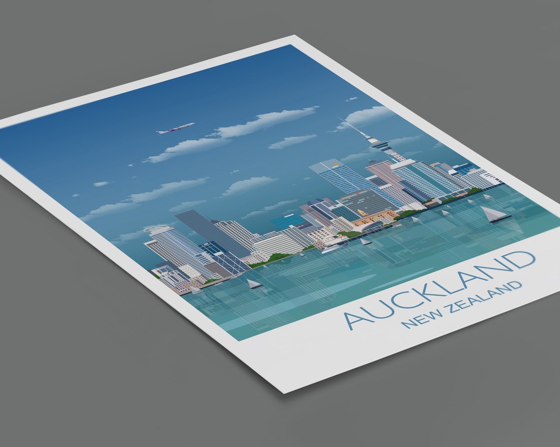 Auckland Travel Print Travel Poster Of Auckland New Zealand Travel Poster Auckland Print - Image 2