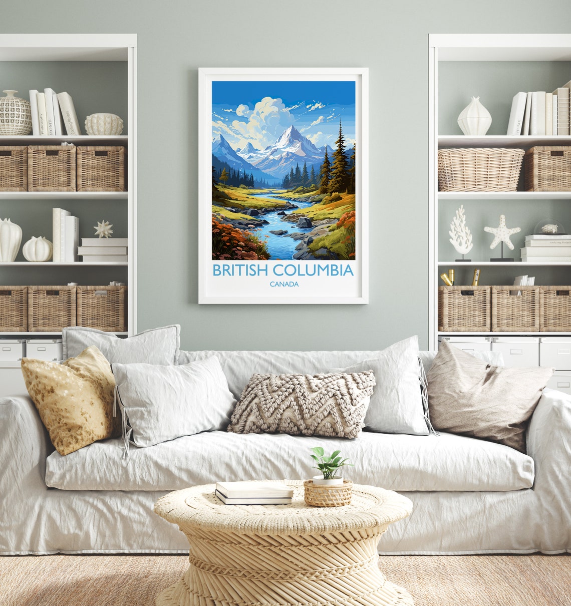 British Columbia Canada Mountain River Valley Summer Scene Poster - Image 4