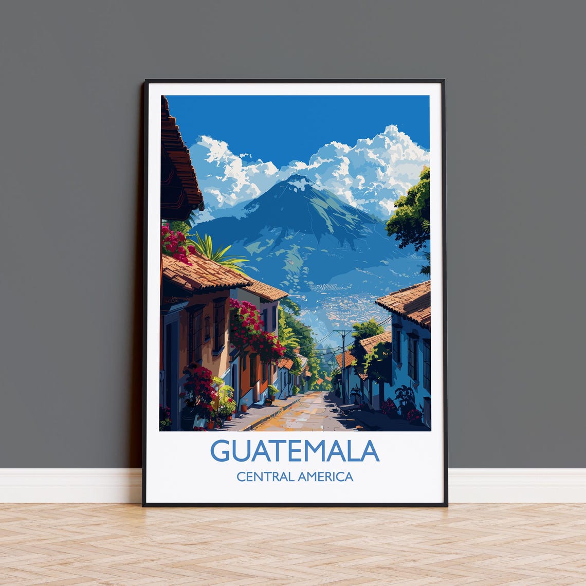 Antigua Guatemala Colonial Street Poster With White Border Art