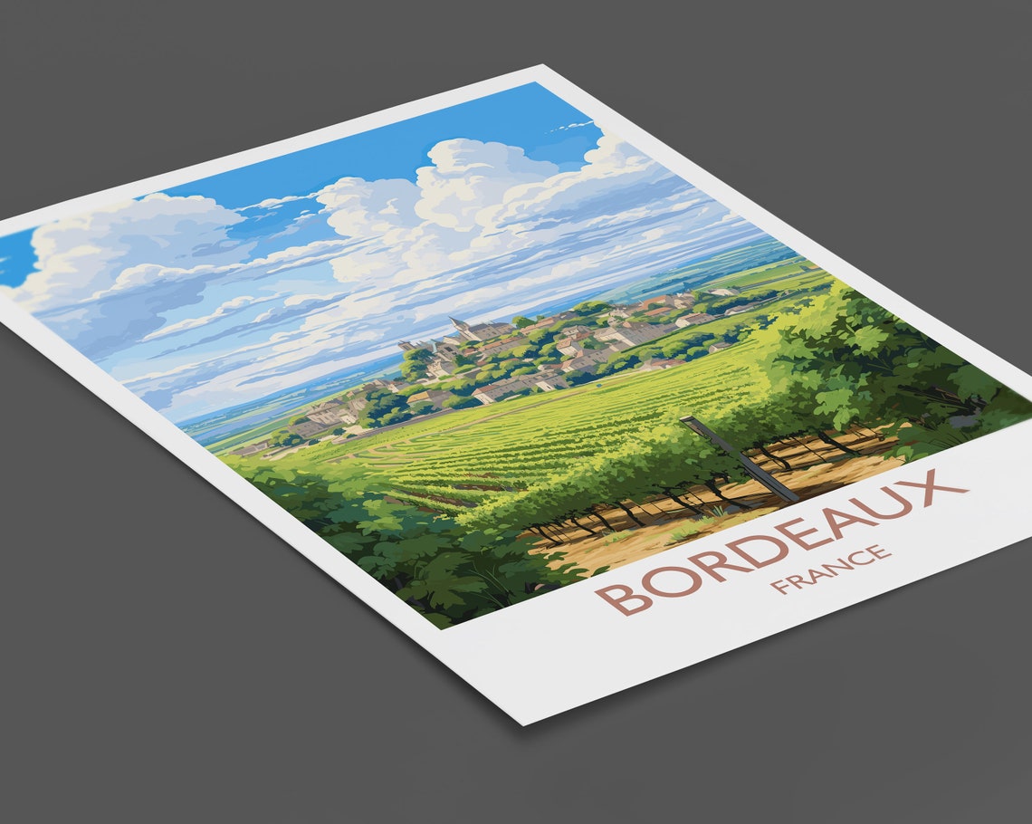Bordeaux Travel Print Travel Poster Of Bordeaux Wine Region France Europe Travel Gift - Image 2