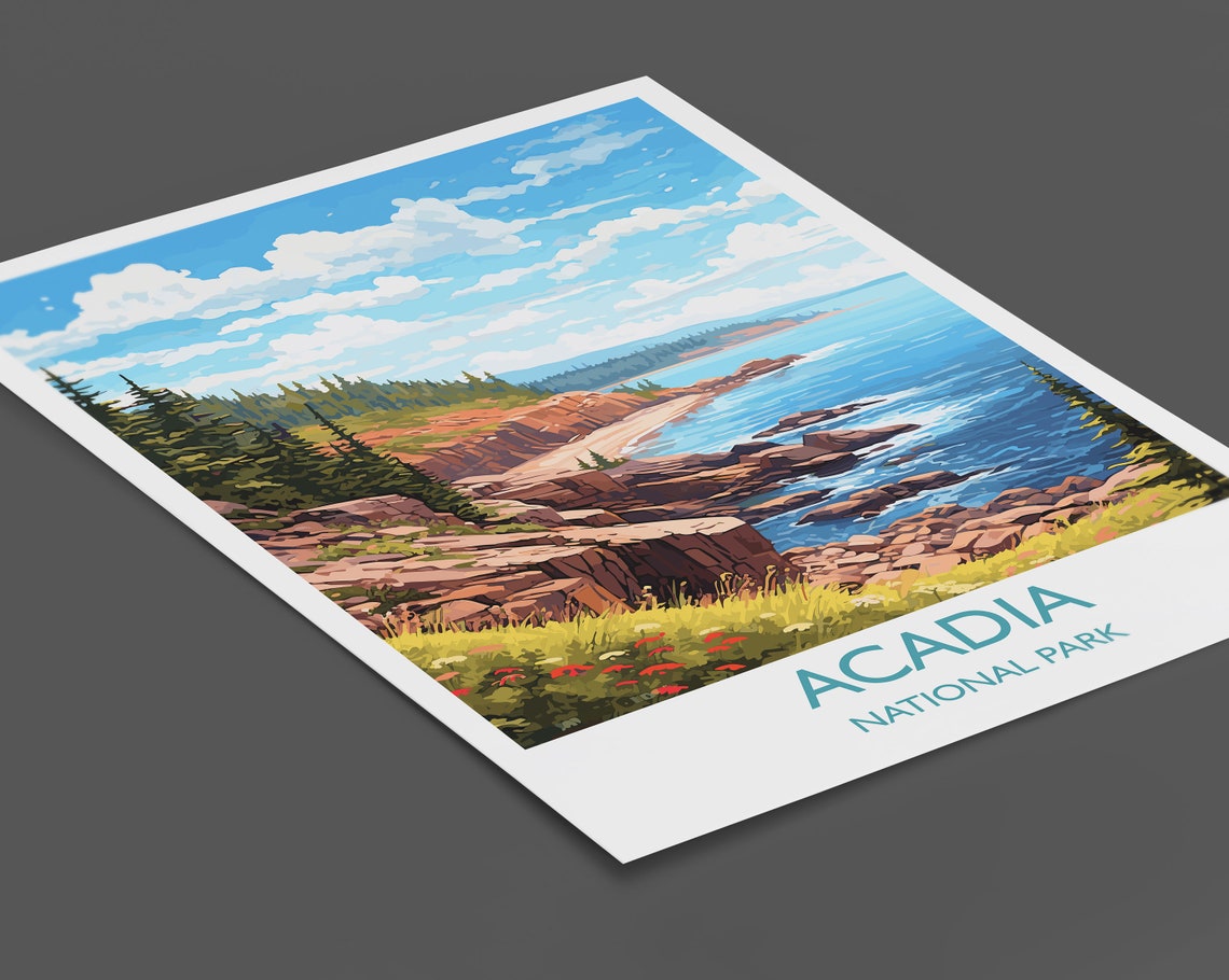 Acadia Travel Print Travel Poster Of Acadia National Park Maine Usa Acadia Travel Gift - Image 2