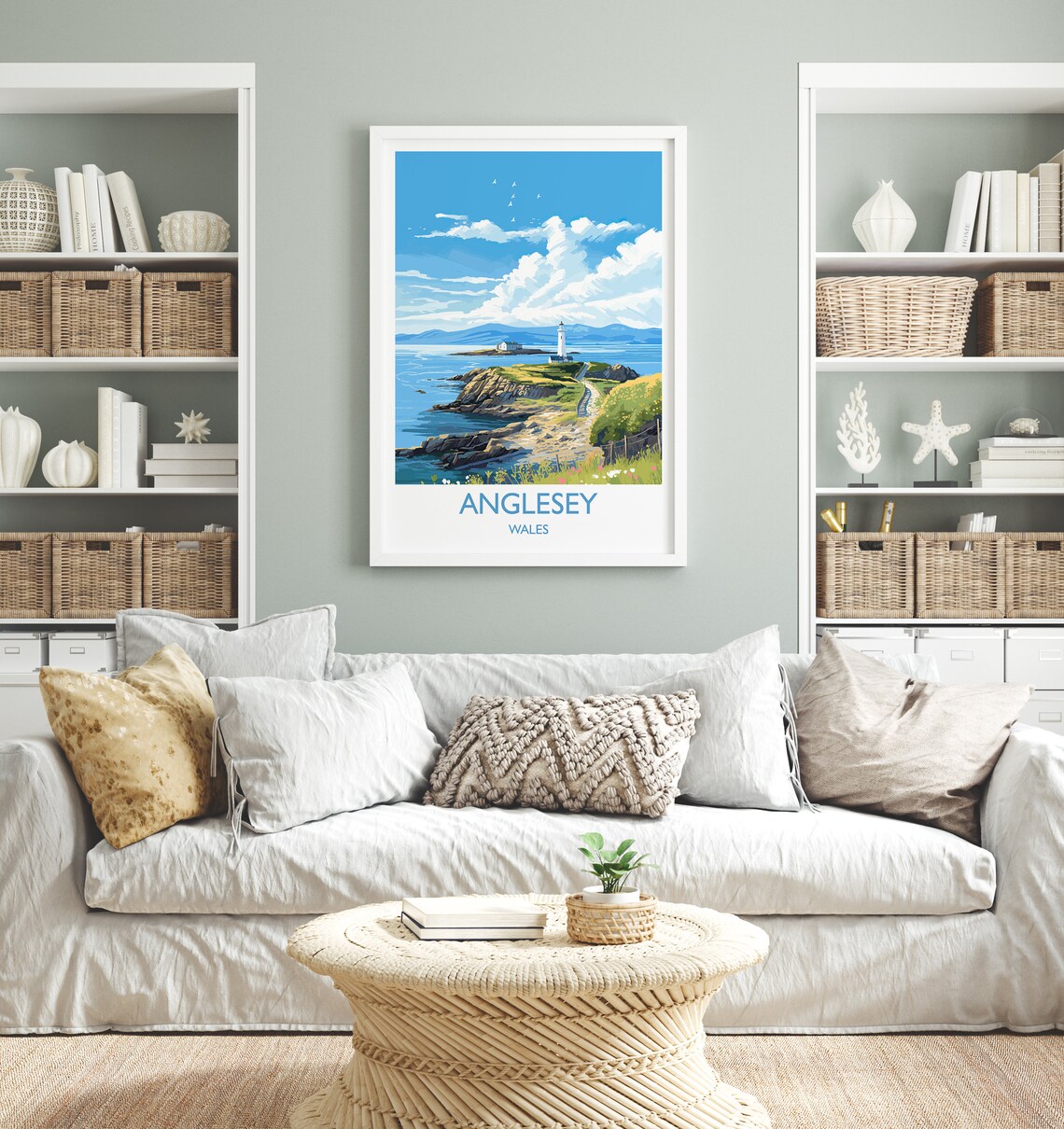 Anglesey Wales Rocky Coast Lighthouse Island Seascape Travel Poster - Image 4