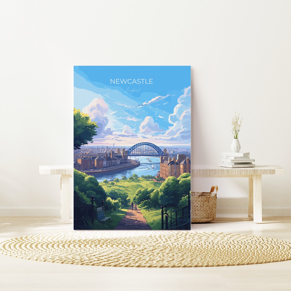 Newcastle Travel Poster Travel Print Of Newcastle Tyne And Wear Newcastle Gift Newcastle Art Tyne And Wear Poster - Image 3
