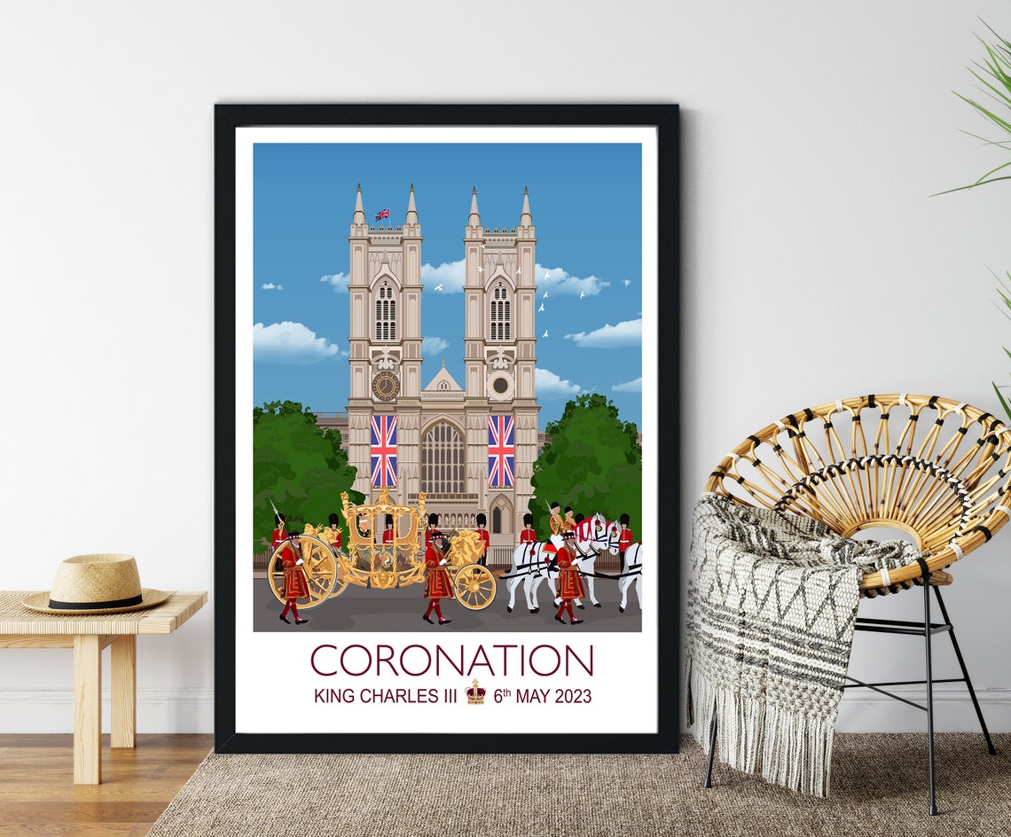 King Charles III Coronation Westminster Abbey Gold Coach Royal Poster
