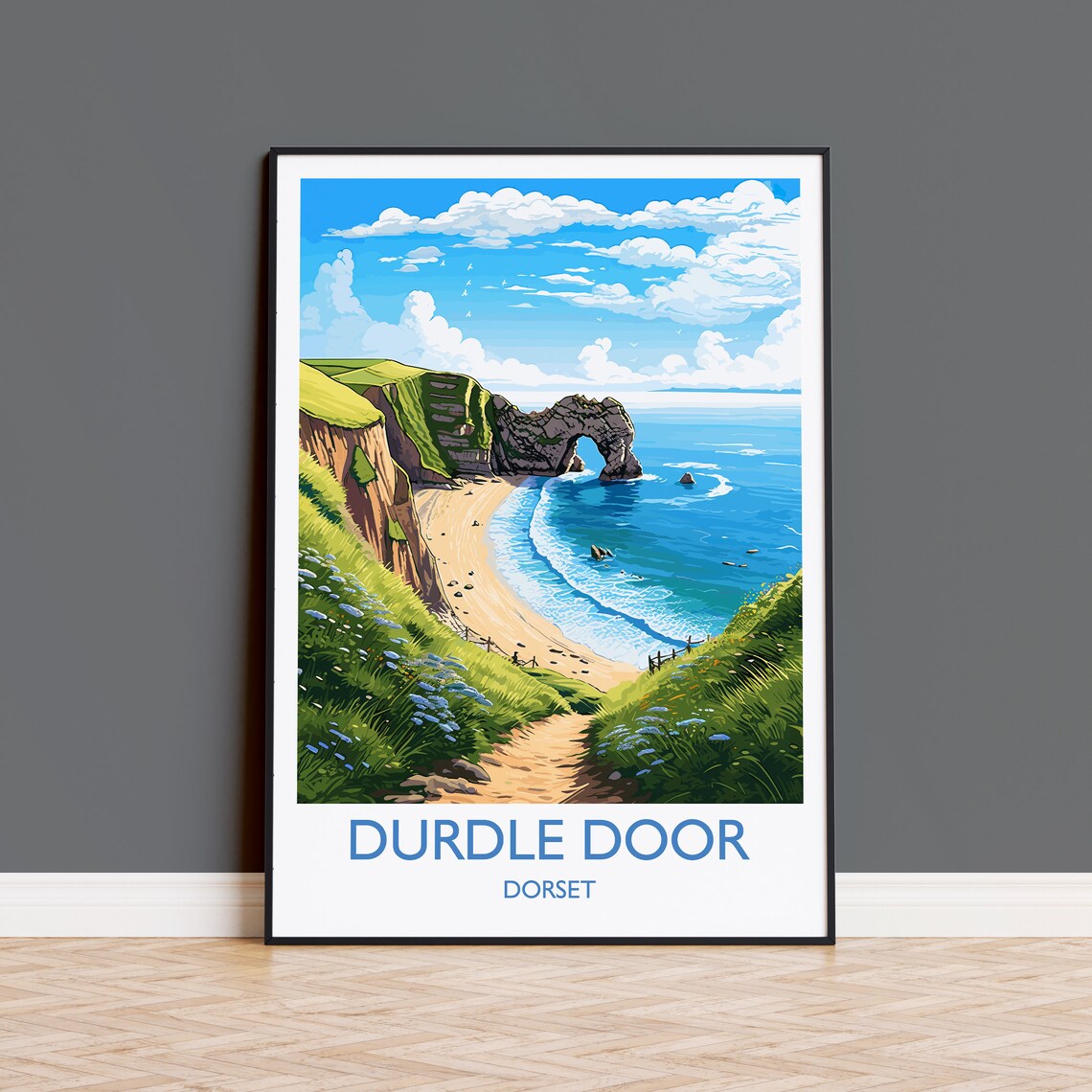 Durdle Door Travel Poster, Dorset Coast Art
