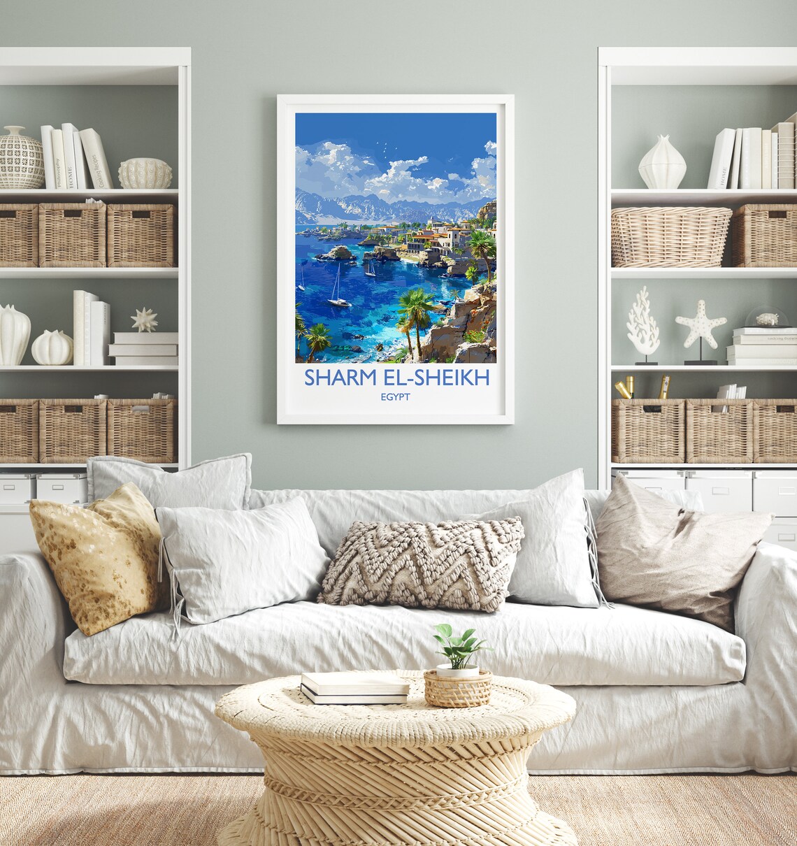Sharm El Sheikh Egypt Yacht Cove White Border Red Sea Travel Poster - Image 2