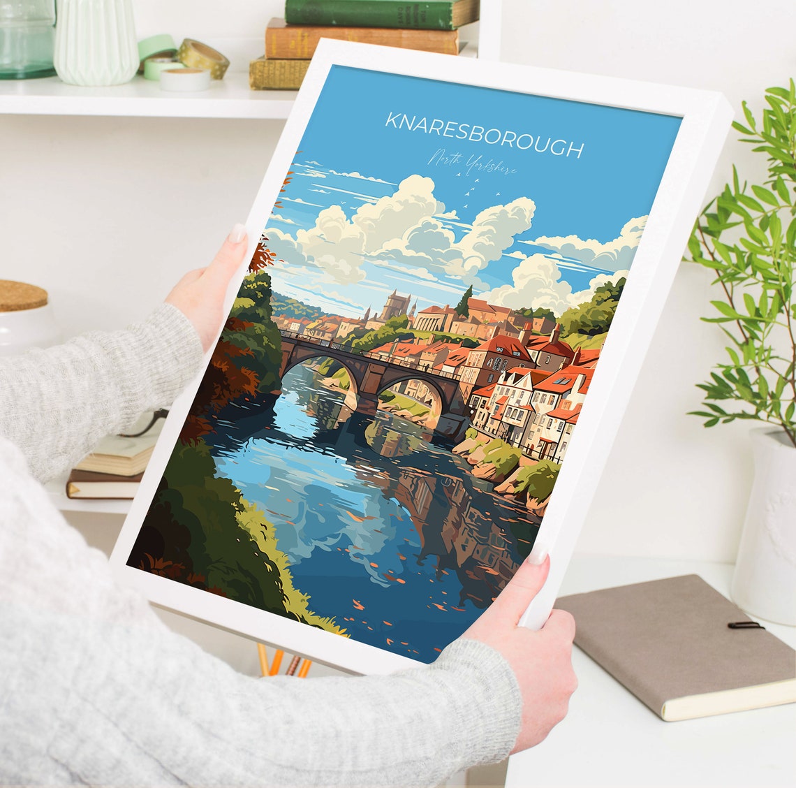 Knaresborough Travel Print Travel Poster Of Knaresborough North Yorkshire Gift England Knaresborough Art Lovers Gift Wall Art Print - Image 5