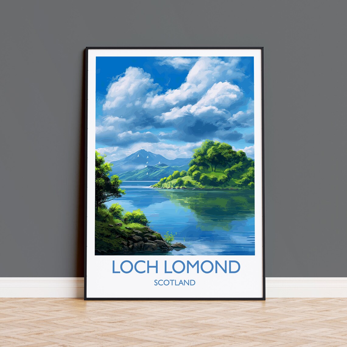 Loch Lomond Scotland Wooded Islands Misty Hills Water Art Poster