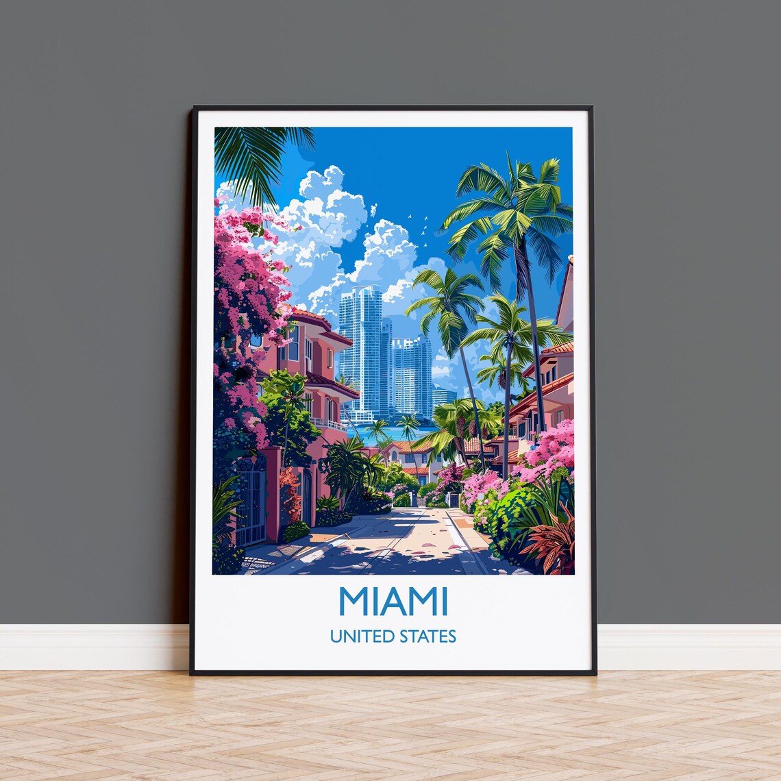 Miami Travel Poster, USA City Wall Art Print