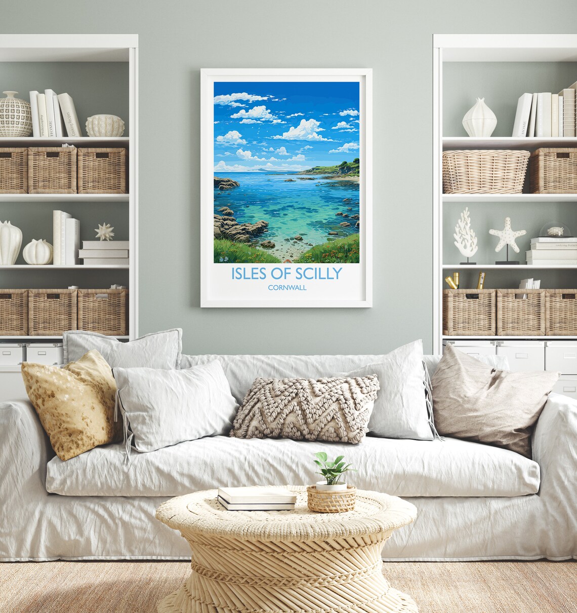 Isles Of Scilly Cornwall Turquoise Rocky Cove Summer Seascape Poster - Image 4