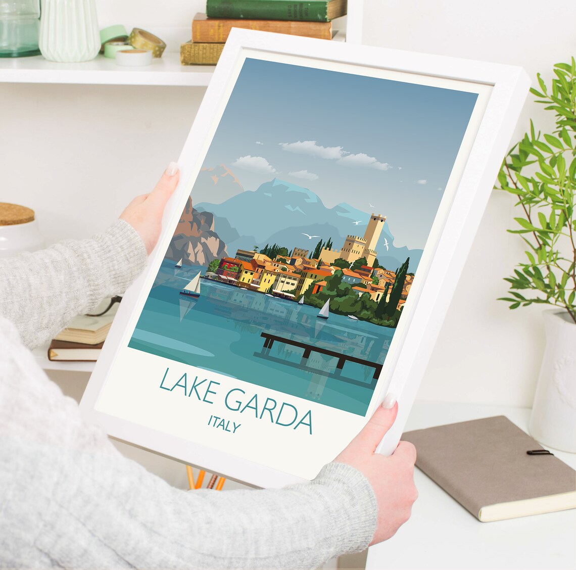 Lake Garda Travel Print Italy Art Gift Poster - Image 3