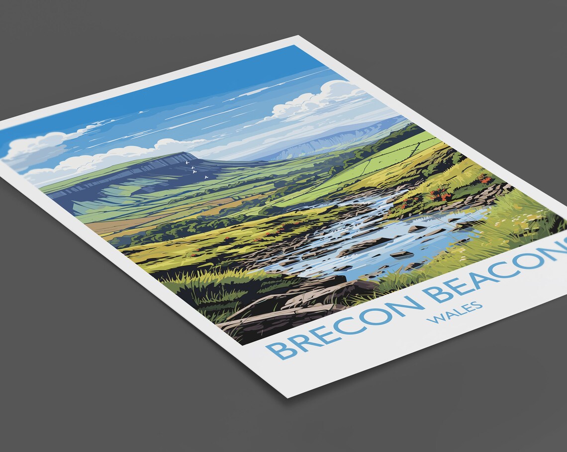 Brecon Beacons Travel Poster, Wales Art Print - Image 2