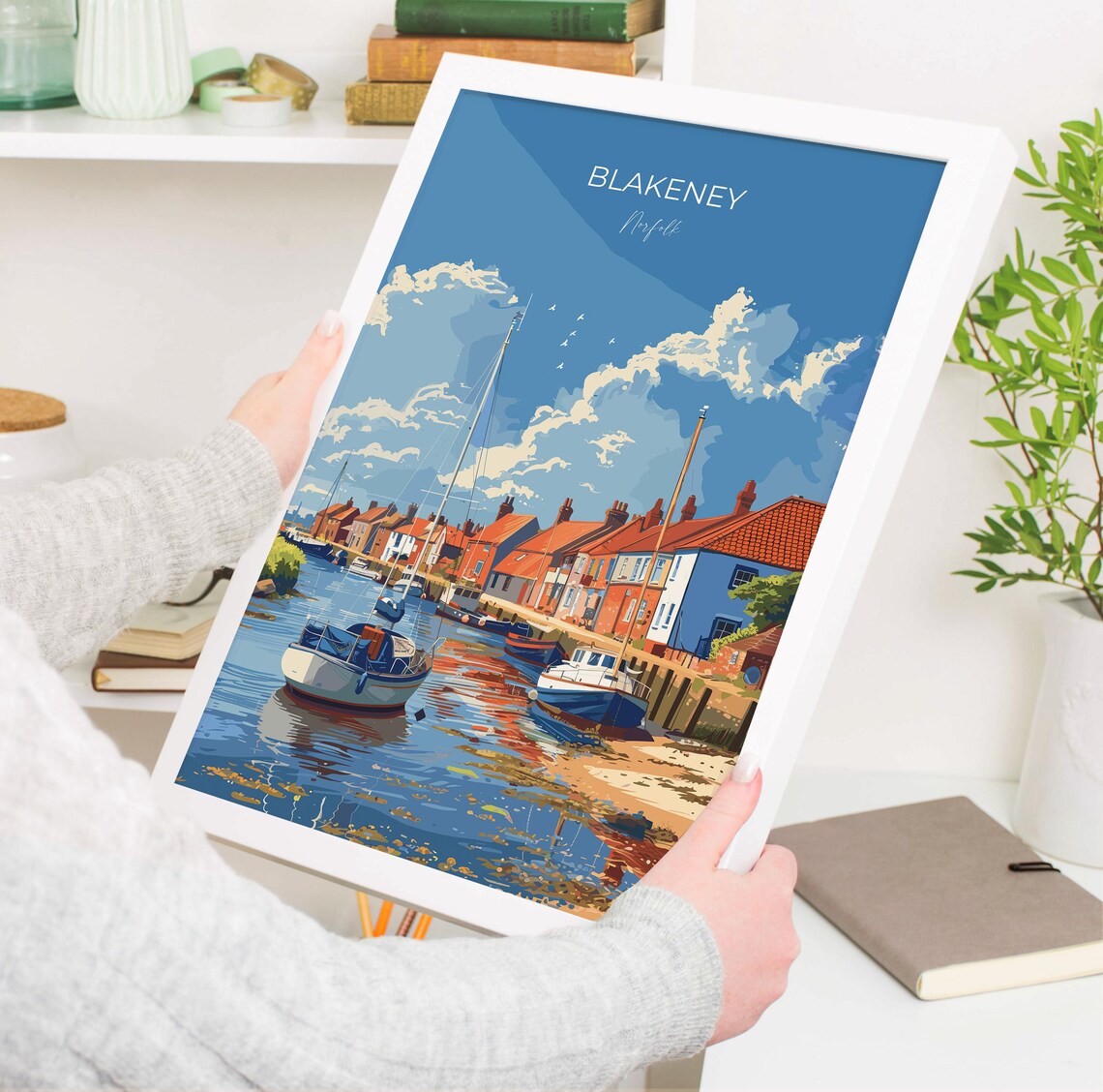 Blakeney Norfolk Harbor Sailboats And Cottages Travel Poster - Image 3
