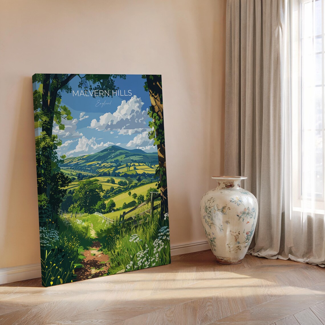 Malvern Hills Woodland Path Wildflowers Full Bleed Travel Poster - Image 2