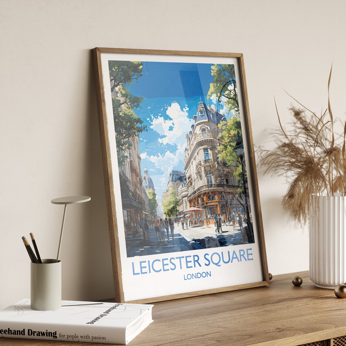 Leicester Square London Historic Street Scene Vintage Travel Poster - Image 2