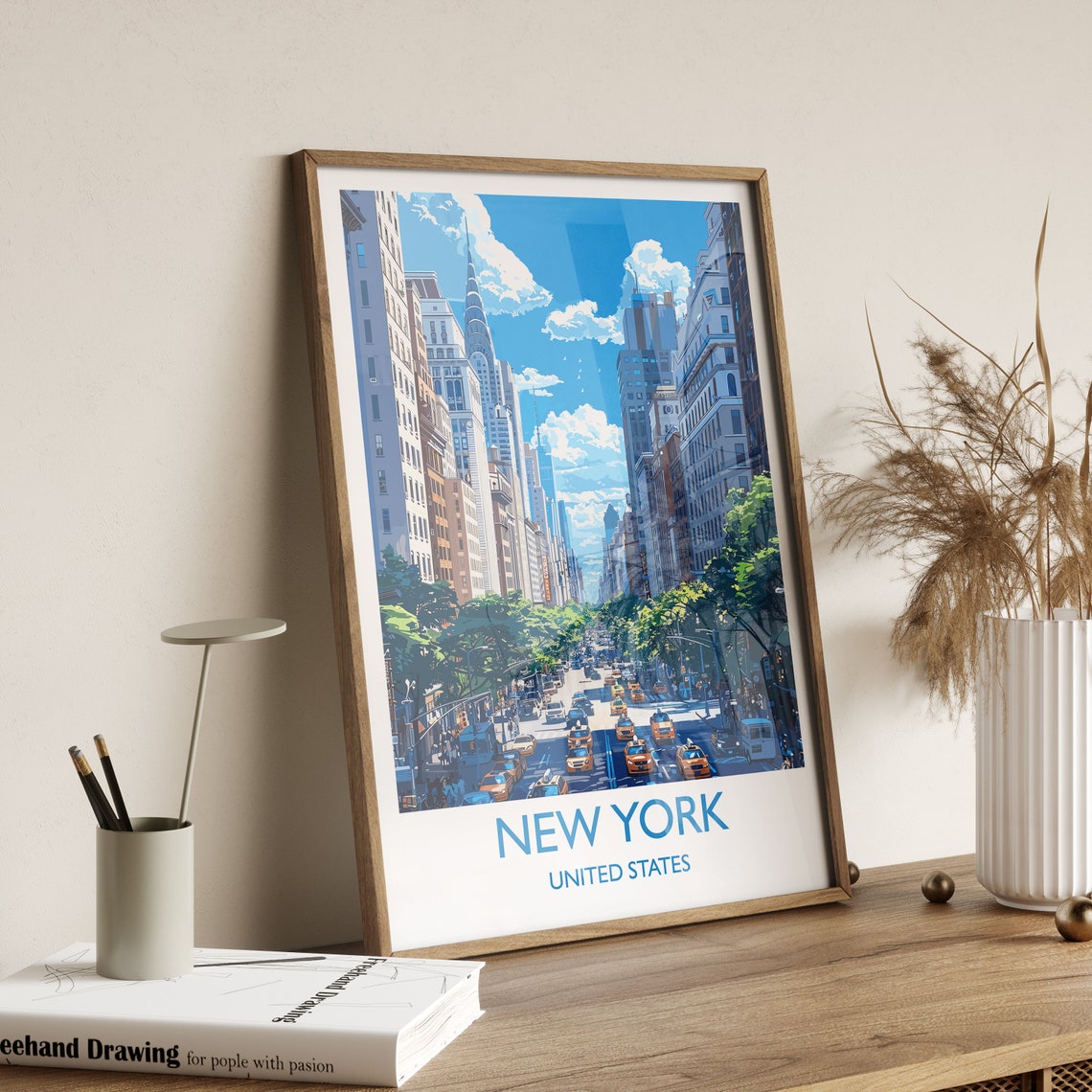 New York Travel Print Wall Art Travel Poster Of New York New York Art Lovers Gift Usa Art Gift - Image 2