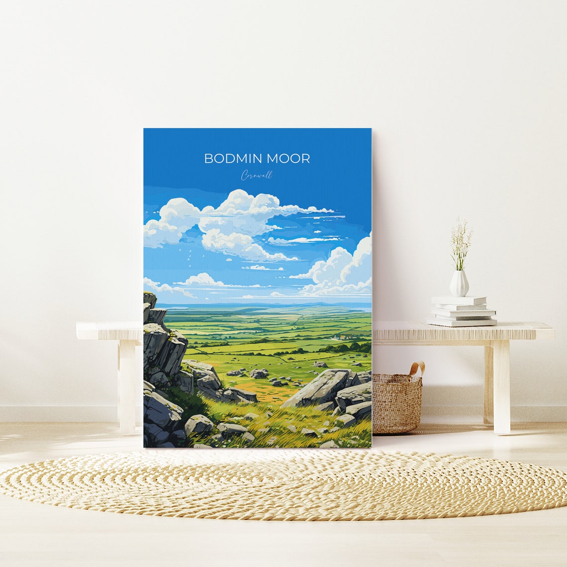 Bodmin Moor Cornwall Rock Outcrops Blue Sky Countryside Travel Print - Image 3