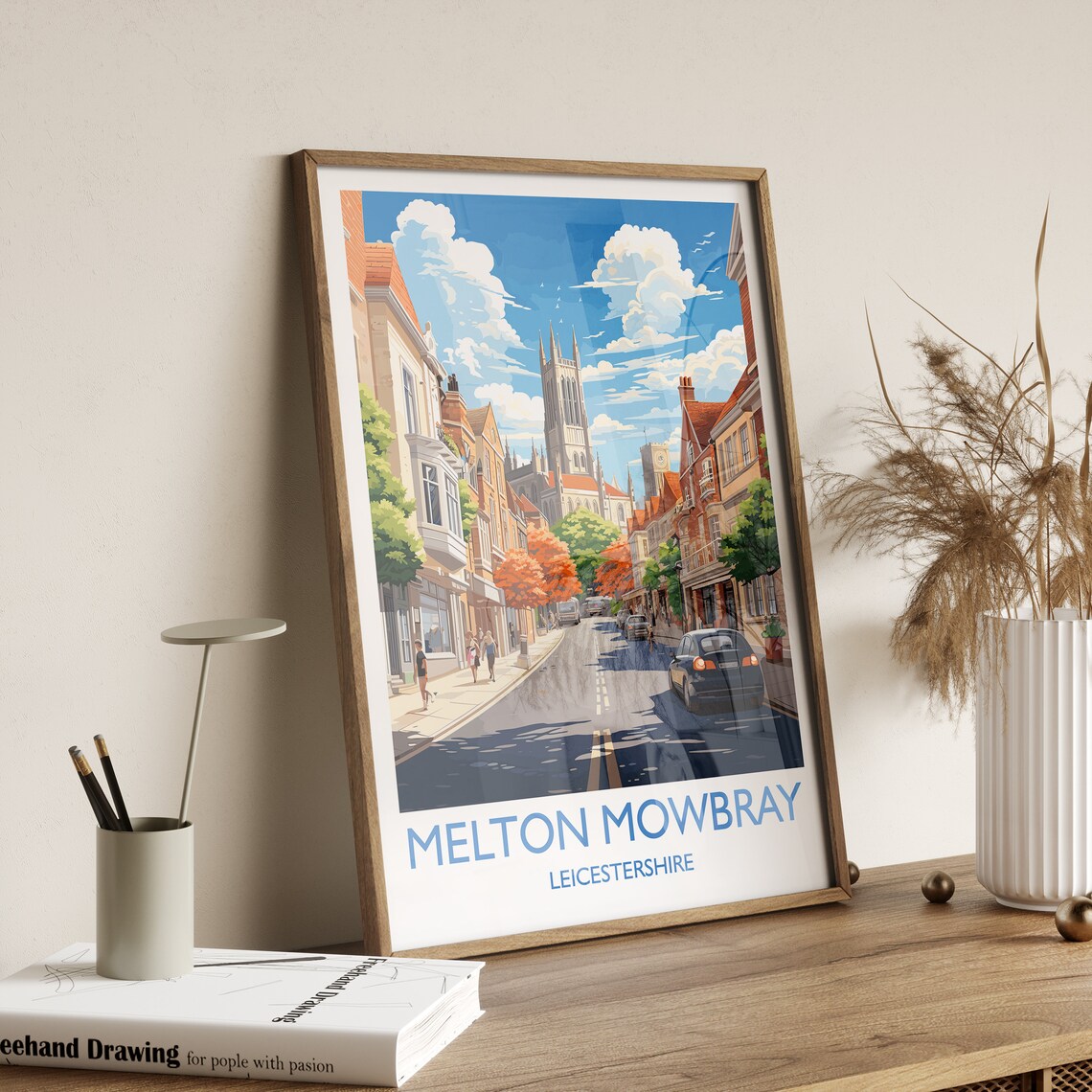 Melton Mowbray Leicestershire Church Tower High Street Travel Poster - Image 3