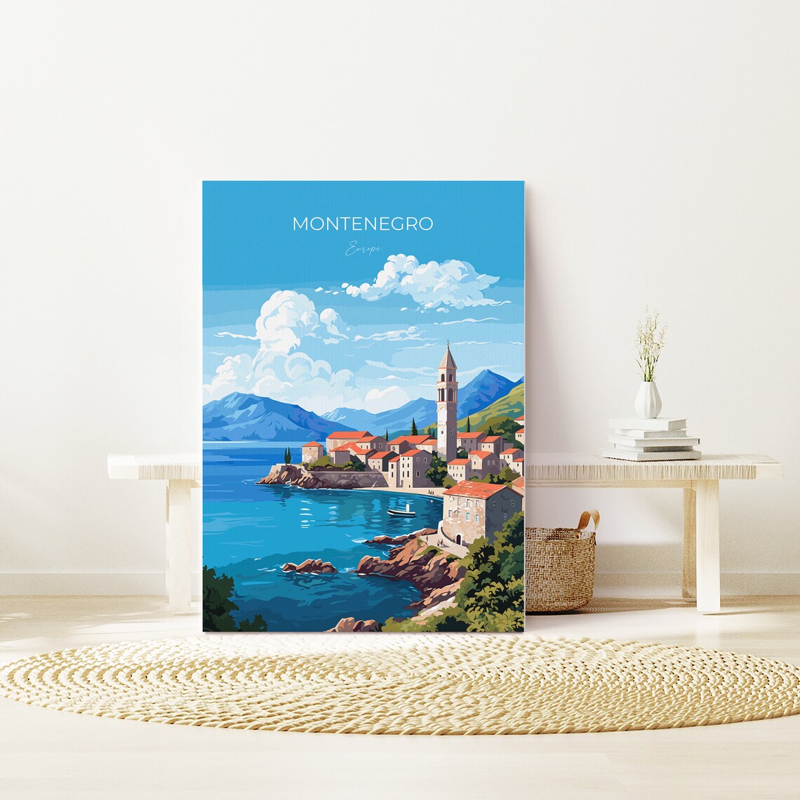 Montenegro Europe Seaside Village Red Roofs Harbor Travel Poster Decor - Image 3