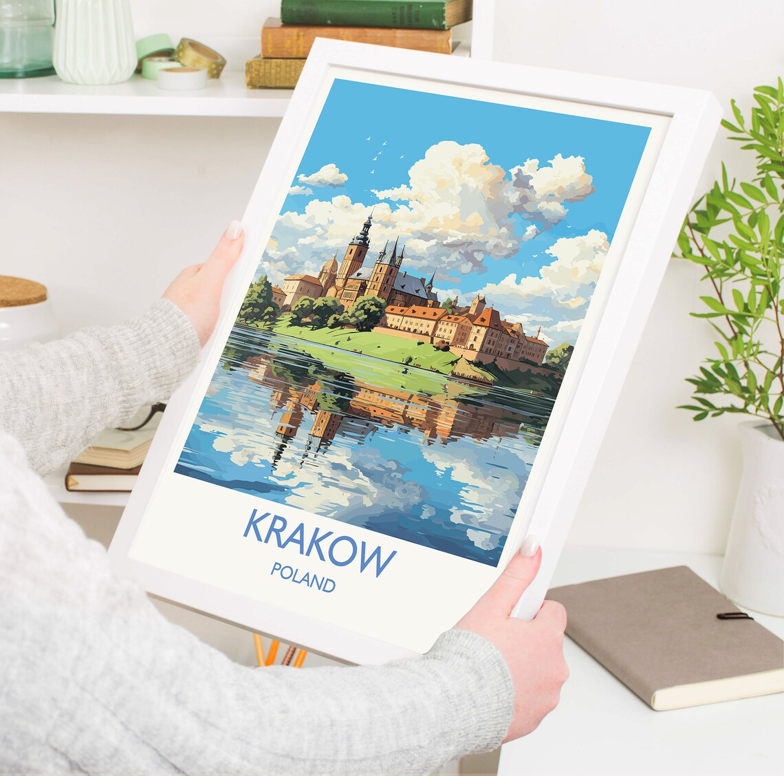 Krakow Poland Wawel Castle Over The River Historic City Travel Poster - Image 5