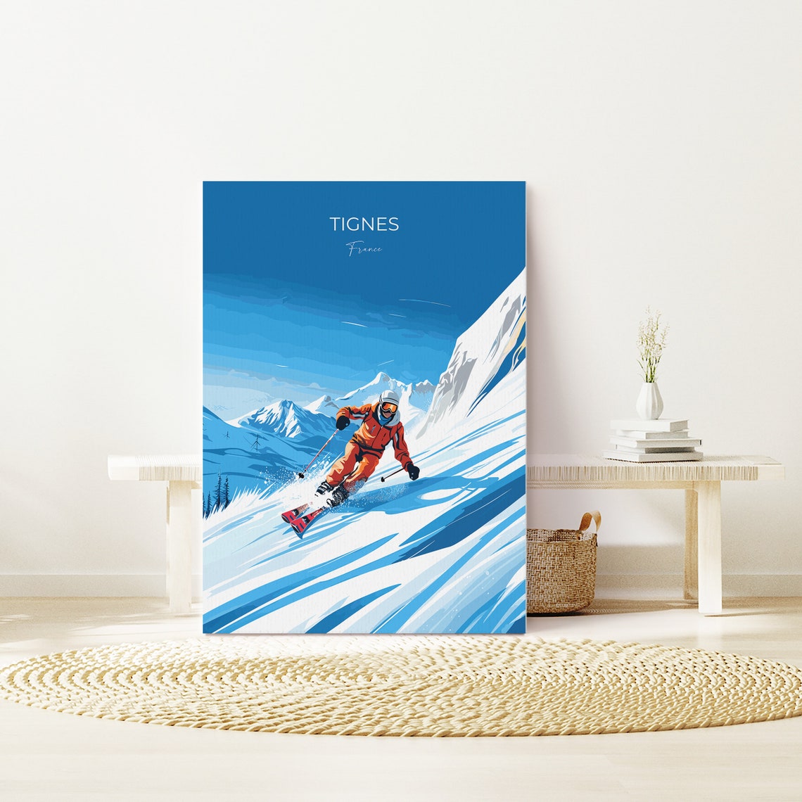 Tignes Wall Art Travel Poster Travel Print Of Tignes Ski Poster Tignes Art Gift France Ski Art Travel Gift - Image 3