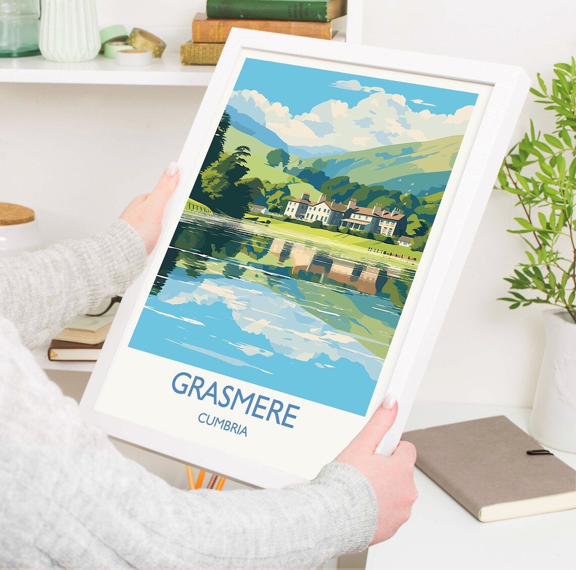 Grasmere Travel Poster, England Cumbria Art Print - Image 5