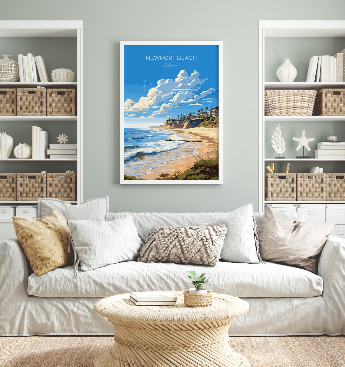 Newport Beach California Coastal Shoreline Surf Waves Script Poster - Image 4