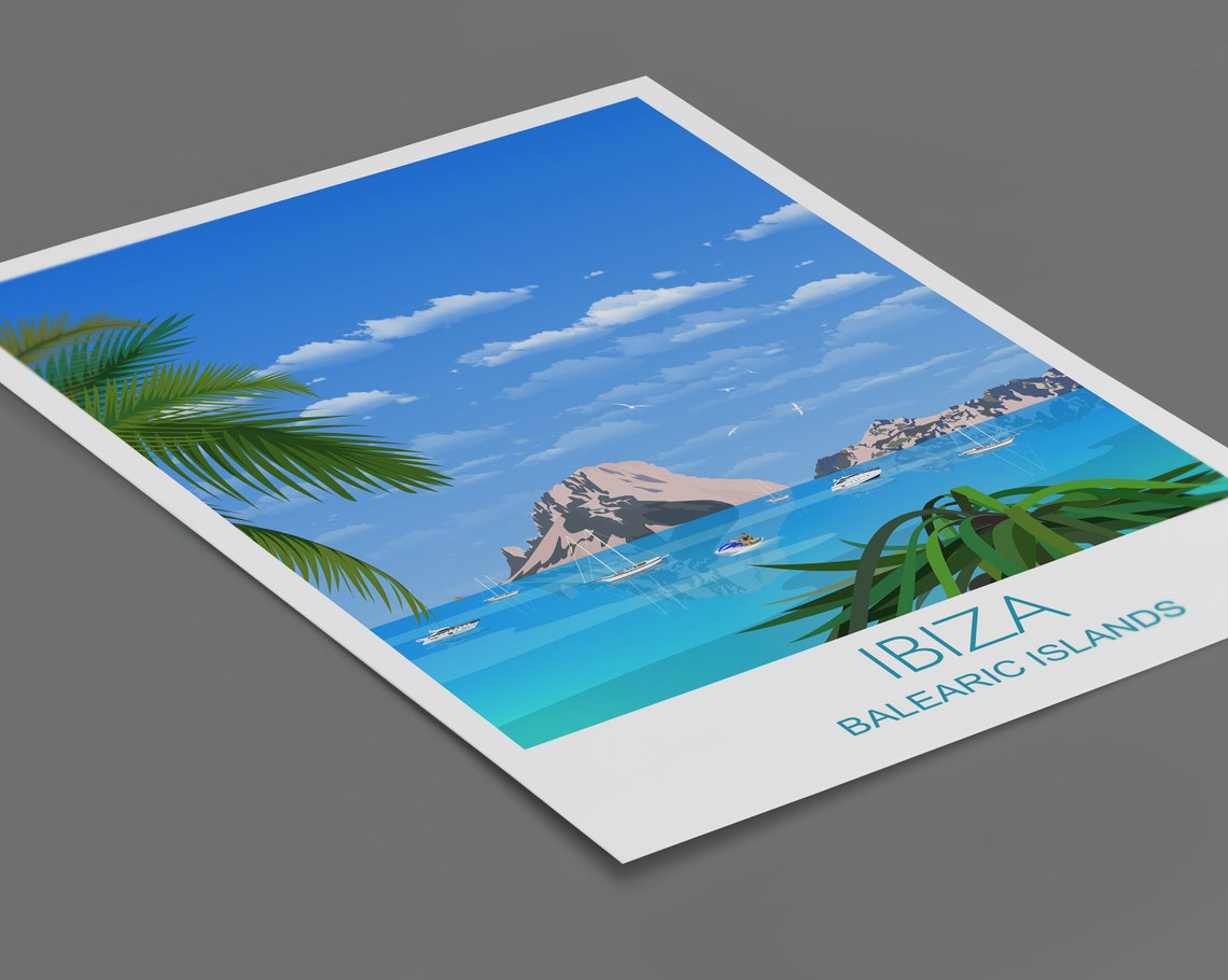Ibiza Travel Print Travel Poster Of Ibiza Balearic Islands Travel Poster Ibiza Print - Image 2