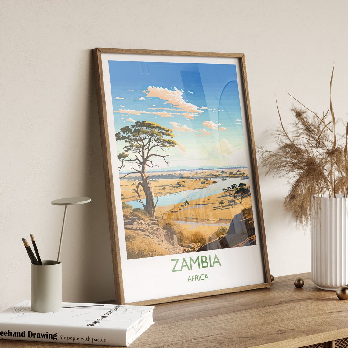 Zambia Travel Print Wall Art Travel Poster Of Zambia Zambia Gift Zambia Travel Art Africa Art Lovers Gift - Image 2
