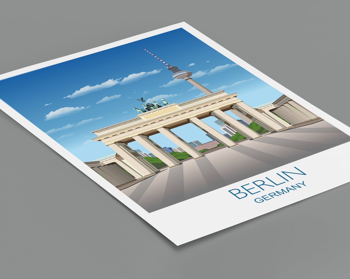 Berlin Germany Brandenburg Gate TV Tower Landmark Scene Art Poster - Image 2
