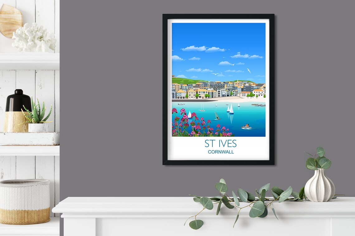 St Ives Travel Poster, Cornwall UK Travel Print - Image 3