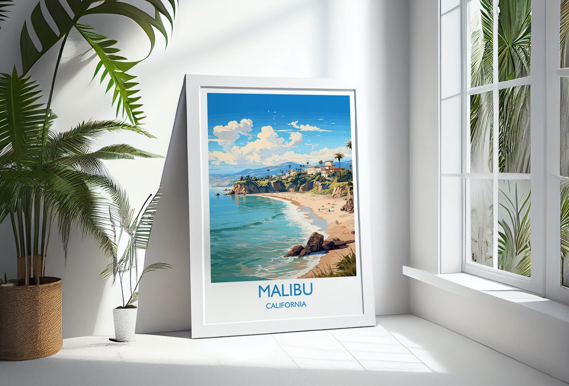 Malibu Travel Print Travel Poster Of Malibu California Malibu Art Lovers Gift Usa Gift Wall Art Print - Image 3