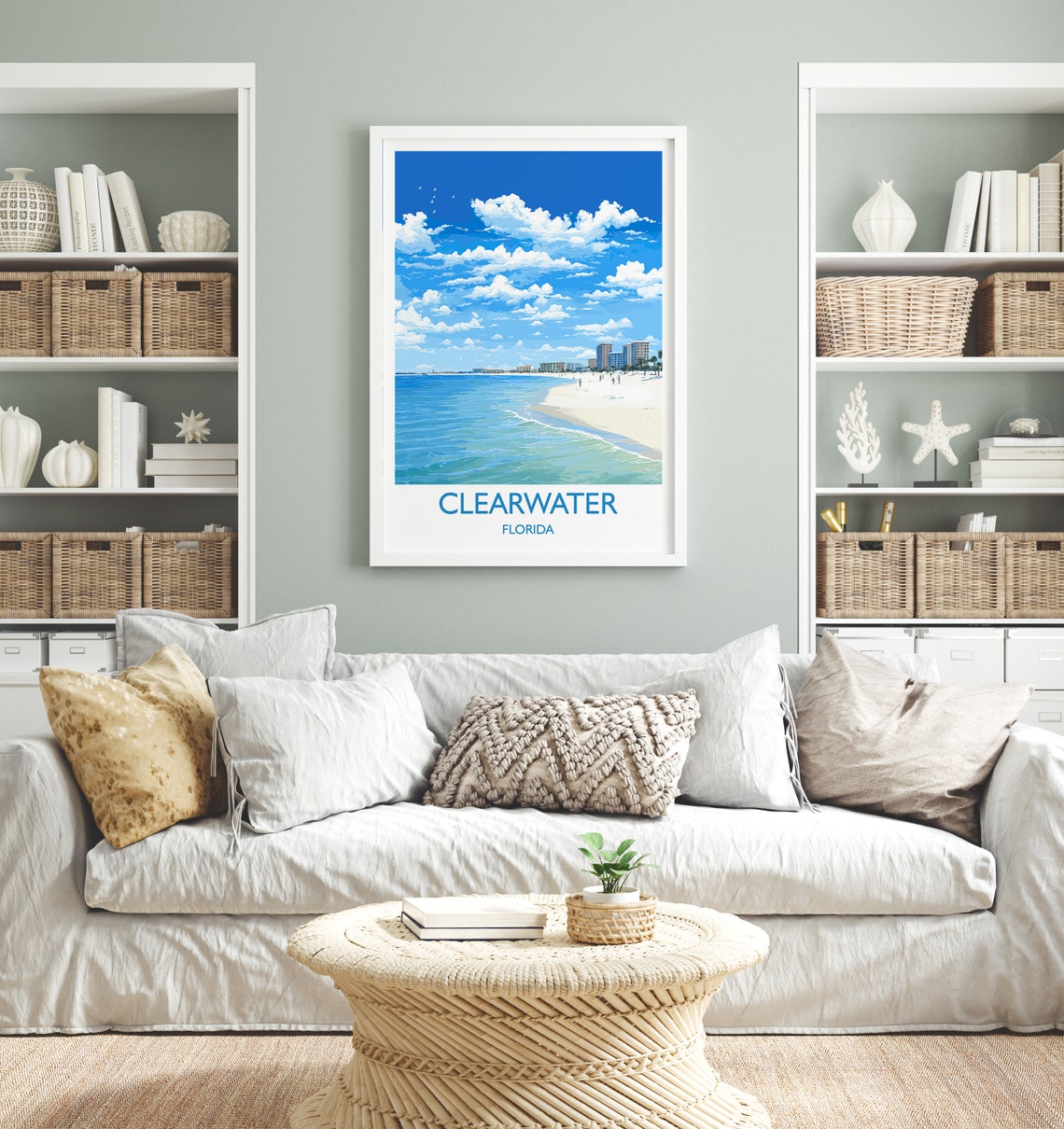 Clearwater Florida White Sand Beach Waves Travel Poster Wall Decor - Image 3
