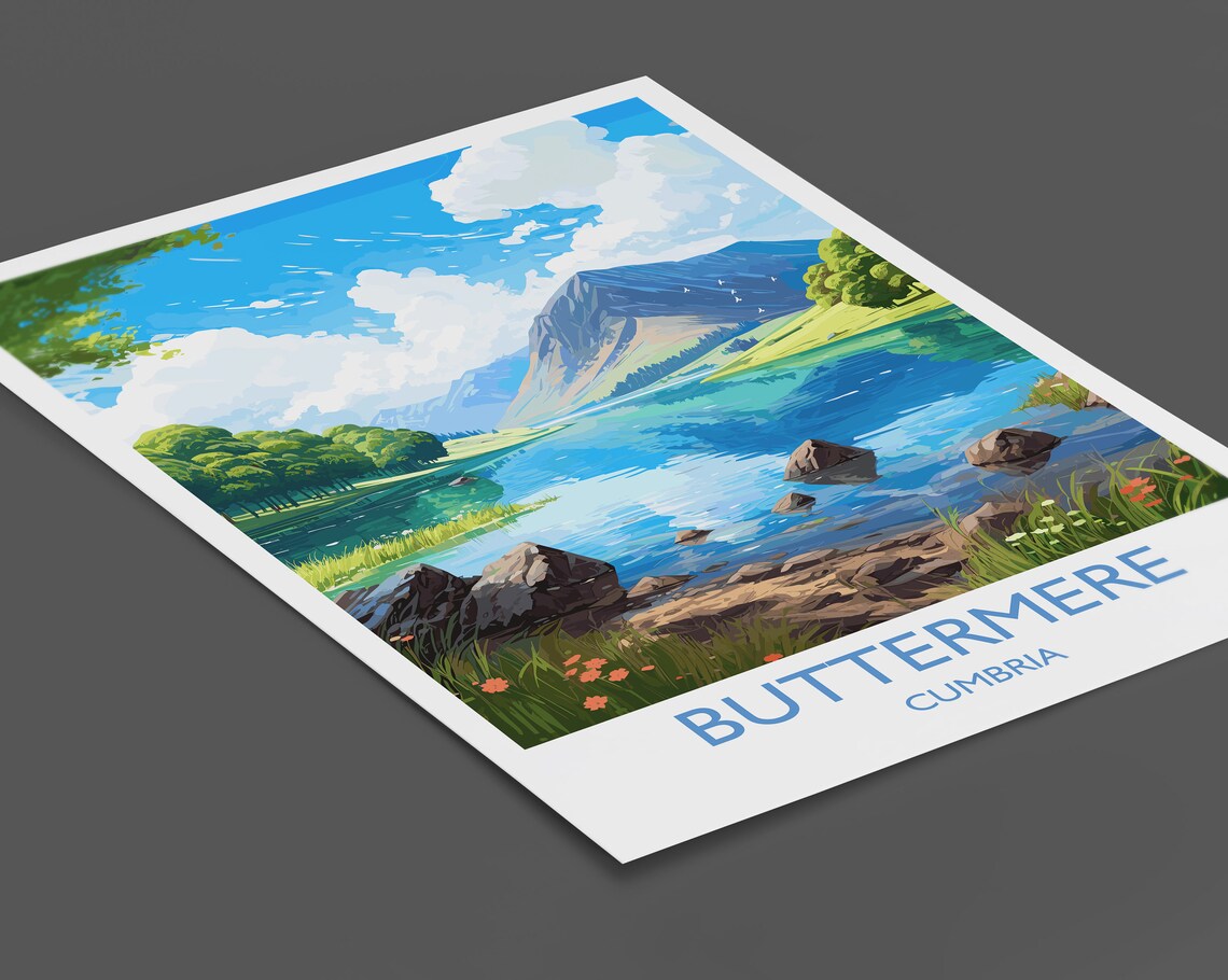 Buttermere Travel Poster, England Cumbria Travel Poster - Image 2