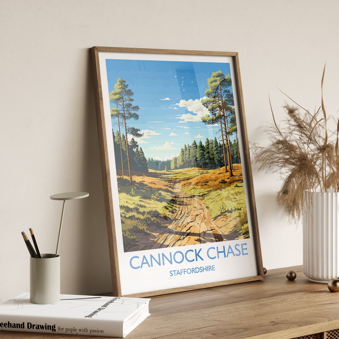 Cannock Chase Staffordshire Woodland Path Pines Vintage Poster - Image 2