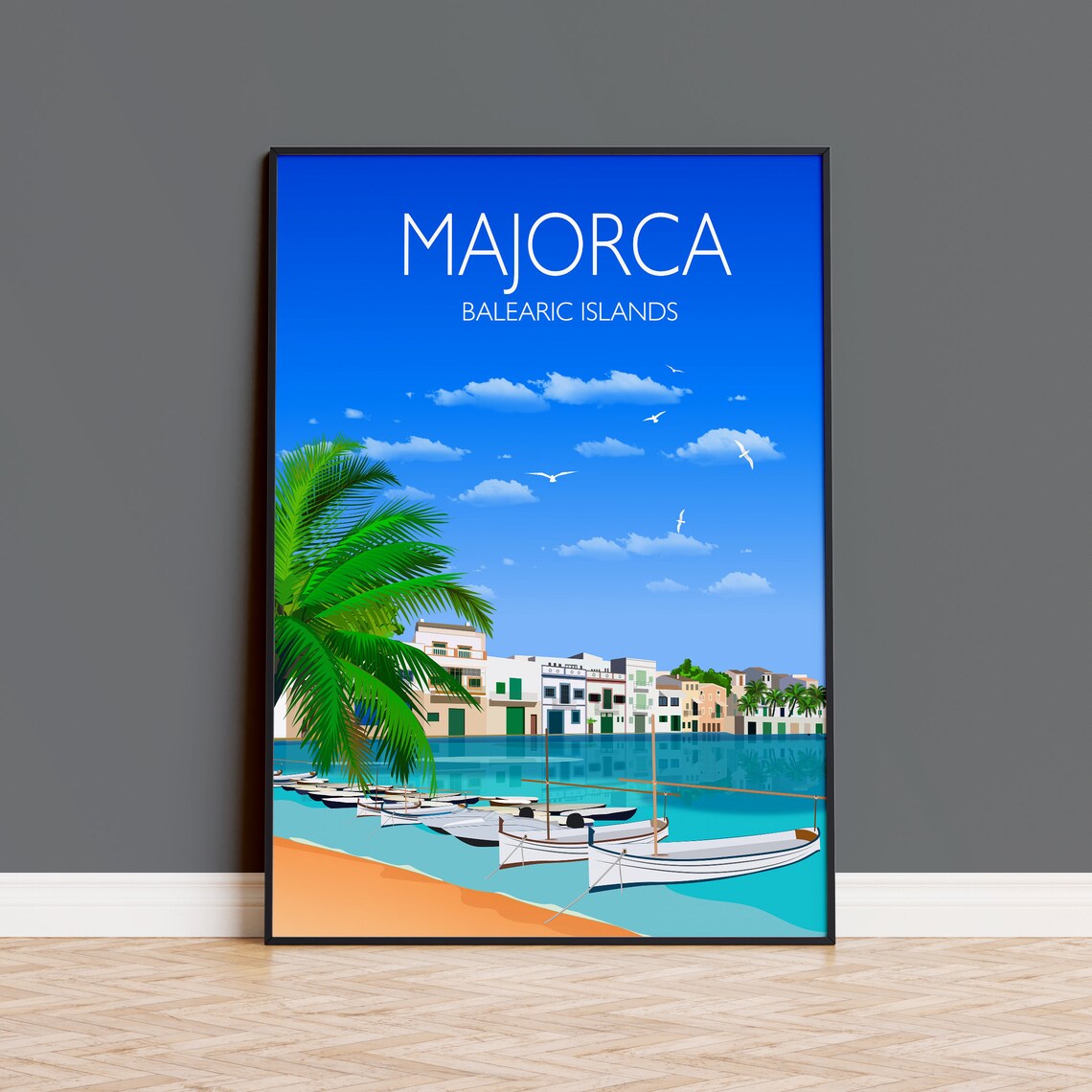 Majorca Travel Poster, Balearic Islands Travel Print