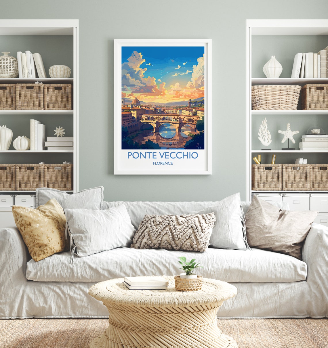 Ponte Vecchio Florence Sunset Bridge Arno River Travel Poster - Image 4