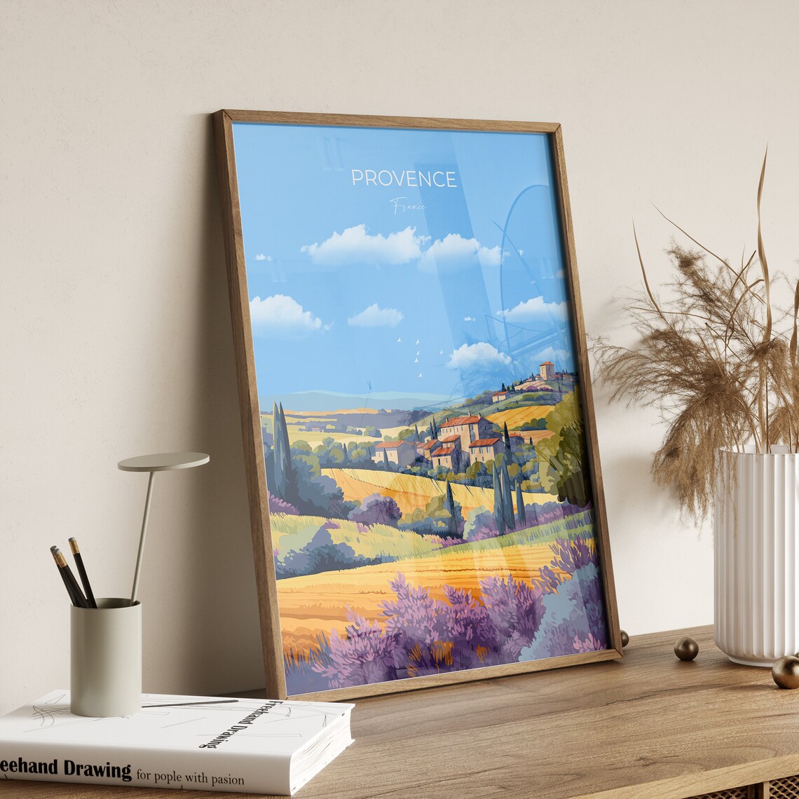 Provence France Lavender Fields Hilltop Village Travel Poster - Image 2