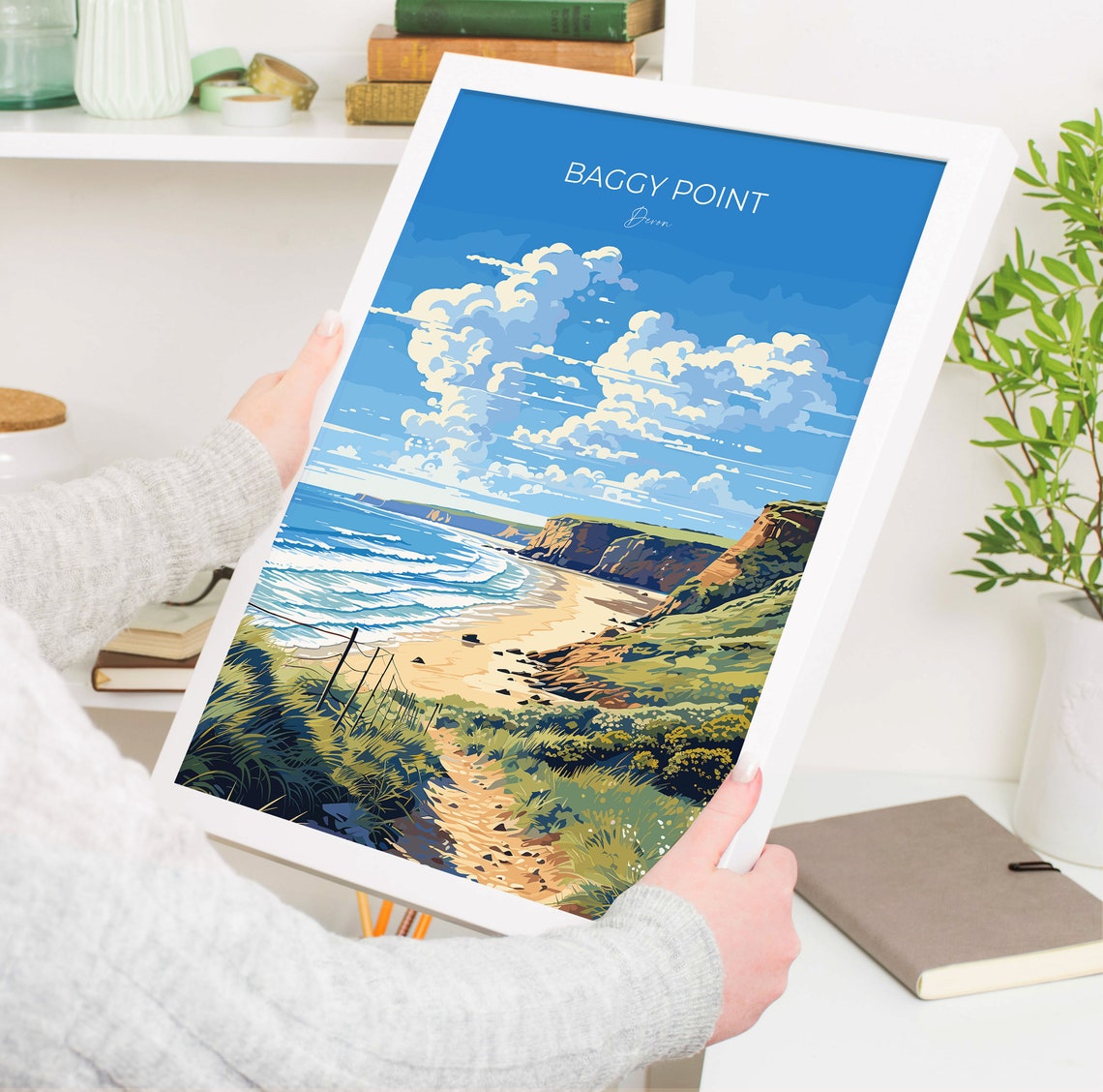 Baggy Point Devon Sandy Dune Trail To The Beach Coastal Travel Poster - Image 5