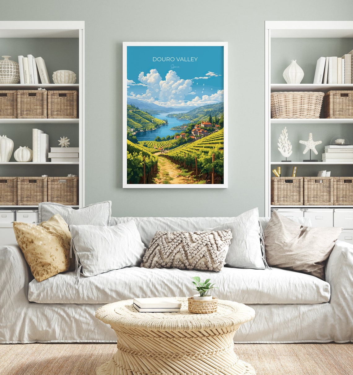 Douro Valley Spain Terraced Vineyards River Village Travel Poster Gift - Image 3