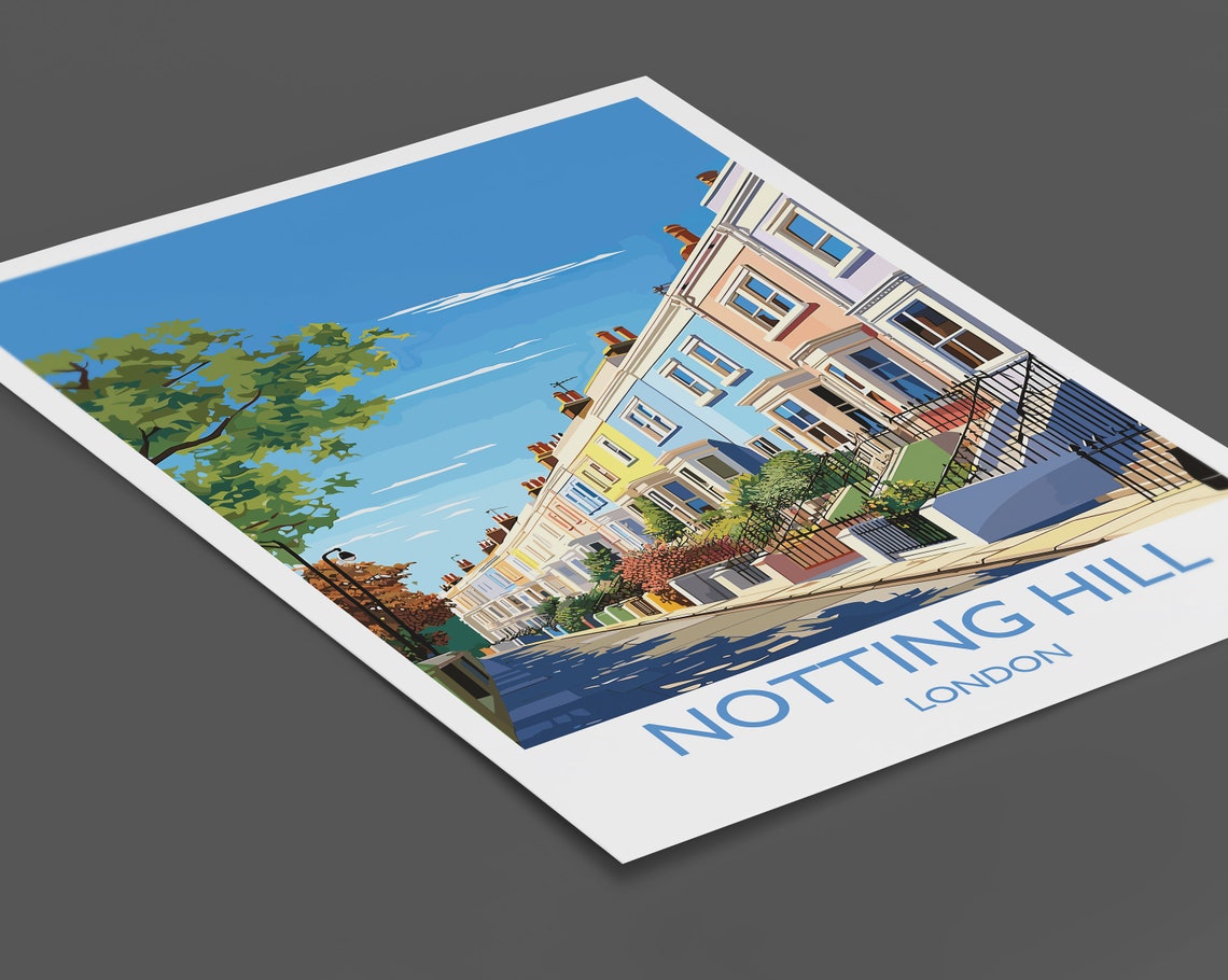 Notting Hill Travel Poster Travel Print Of Notting Hill London Poster Notting Hill Gift Notting Hill Art London Art Uk Travel Gift - Image 2