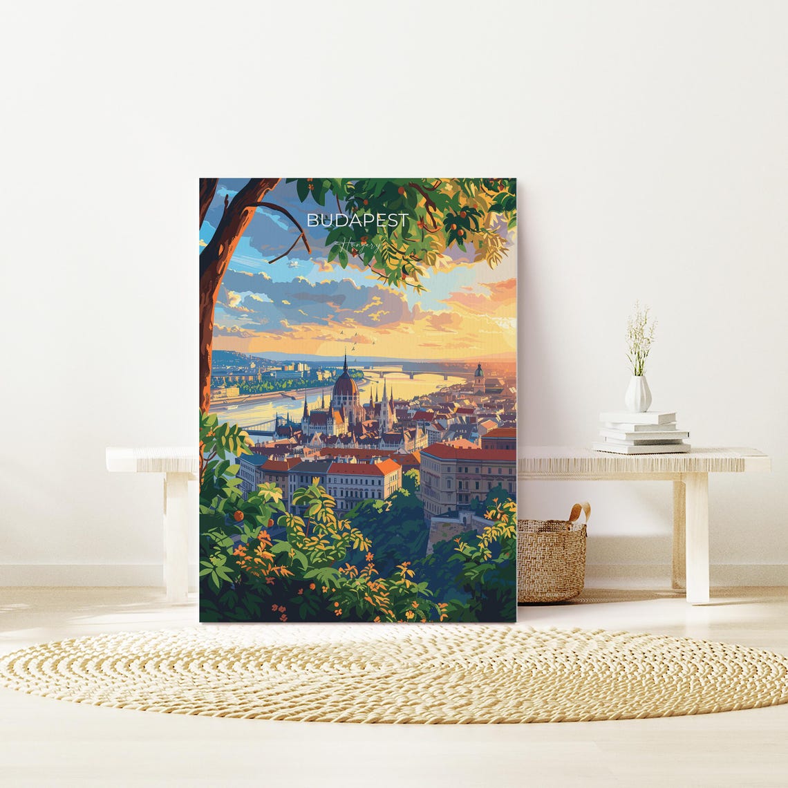 Budapest Golden Sunset River Skyline Panoramic View Travel Poster - Image 2