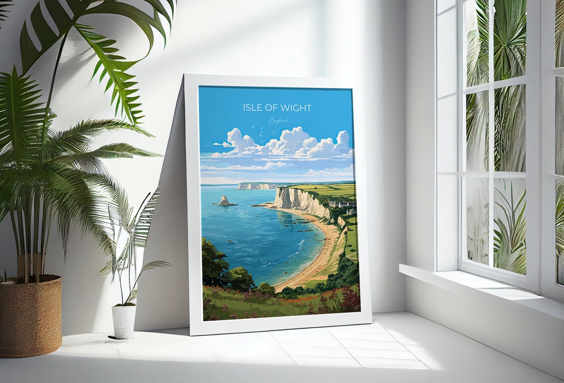 Isle Of Wight Travel Print Wall Art Isle Of Wight Travel Poster English Coastal Art Isle Of Wight Gift Art Lovers Gift - Image 3