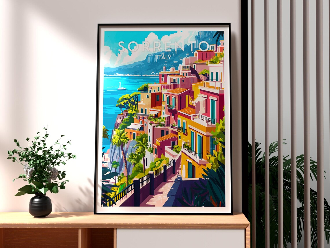 Sorrento Italy Colorful Cliffside Town Amalfi Coast Style Poster