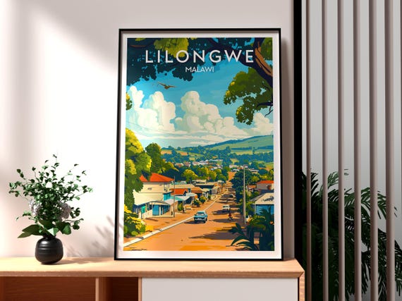 Lilongwe Poster Malawi Print Travel Wall Art Africa African Wildlife City
