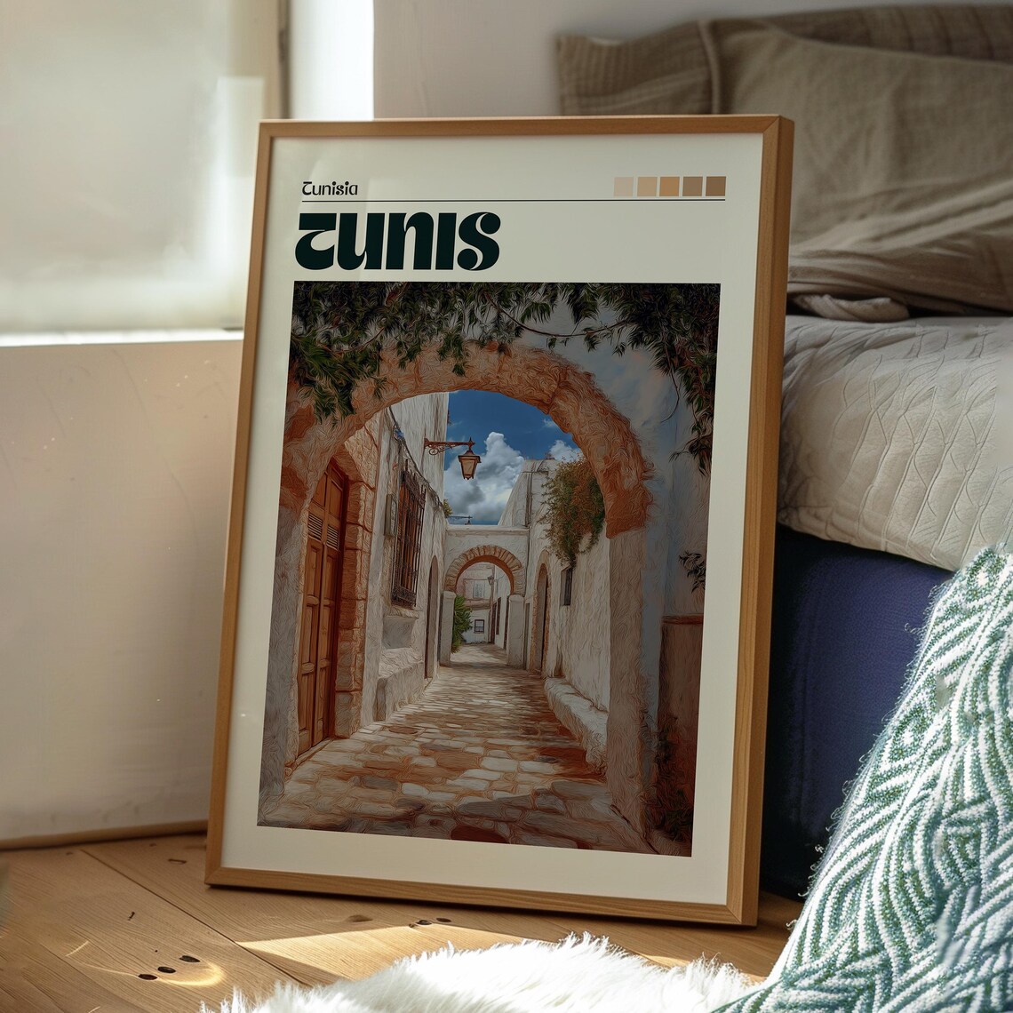Tunis Tunisia Medina Stone Arch Alley Whitewash Travel Poster - Image 3