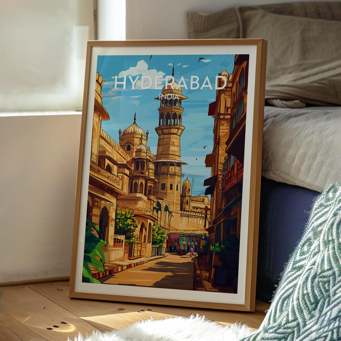 Hyderabad India Historic Old City Minarets and Domes Travel Poster - Image 3