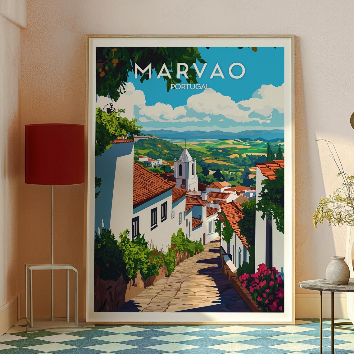 Marvao Portugal Medieval Hilltop Village Valley View Travel Poster - Image 2