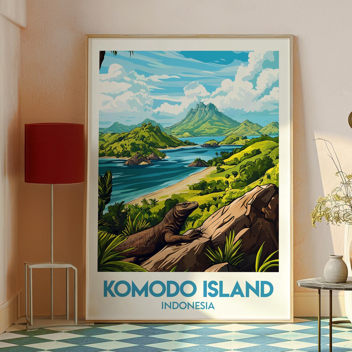 Komodo Island Indonesia Komodo Dragon Island Coast Travel Poster - Image 2