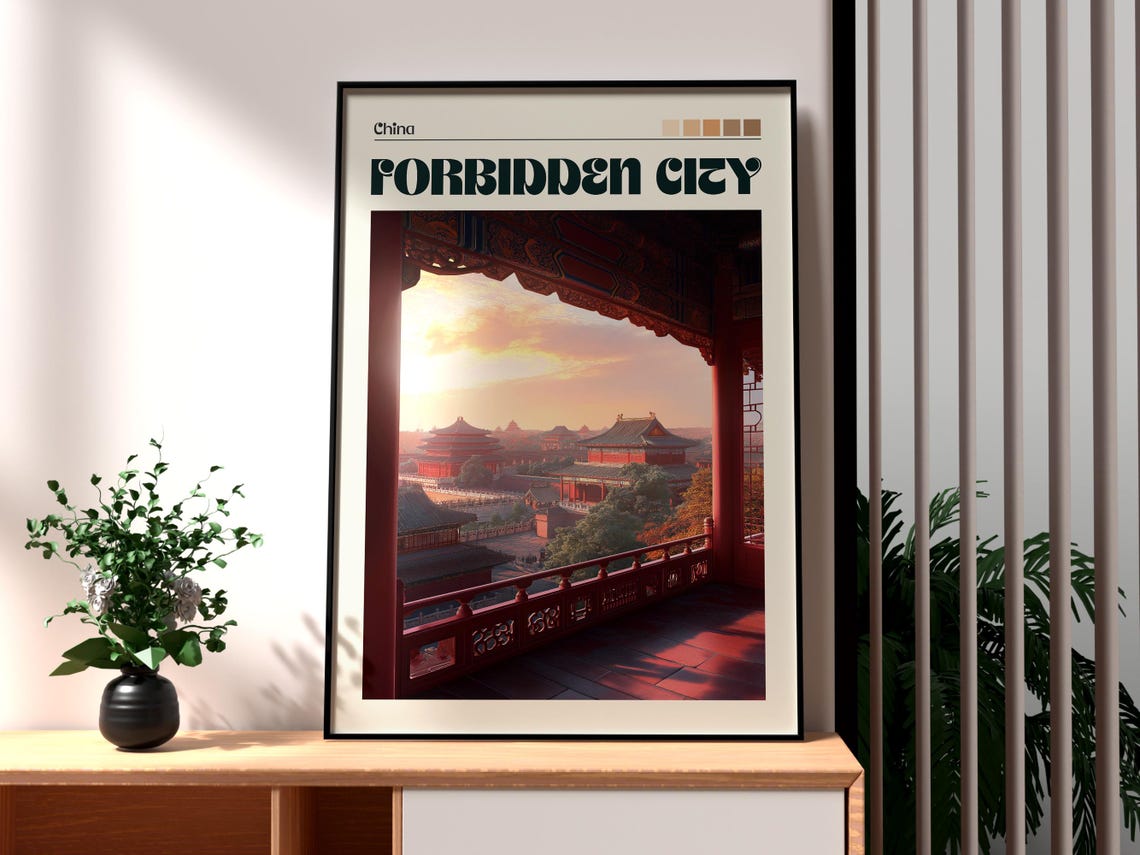 Forbidden City Beijing China Palace Rooftops Golden Hour Poster